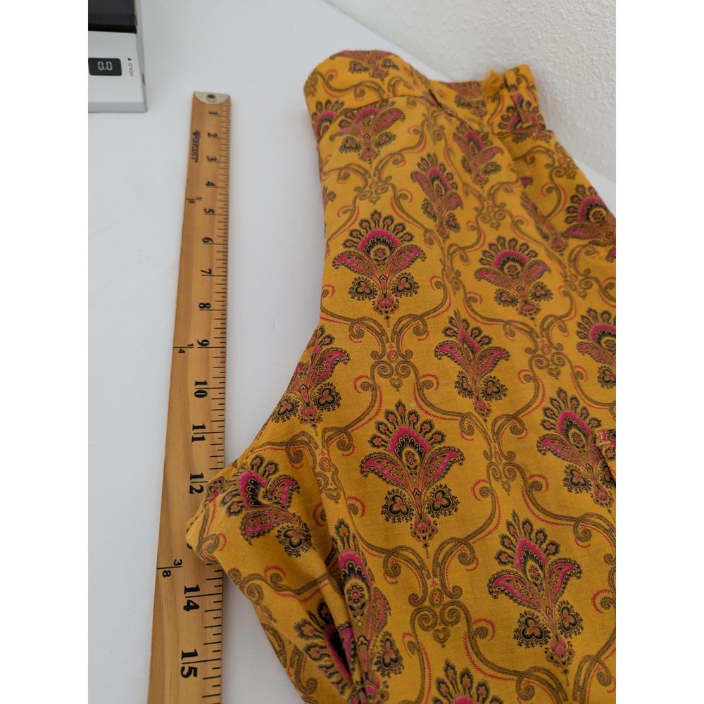 Sundance Womens Yellow Paisley Damask Cargo Pants Cotton Boho Red Border Hem S - Picture 7 of 9